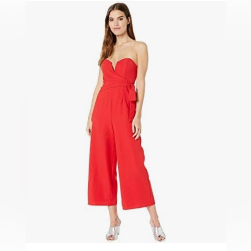 ASTR Zion Strapless Jumpsuit in Red